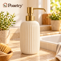 Poaetry™ Ivory Ceramic Dish Soap Dispenser with Gold-Tone Pump
