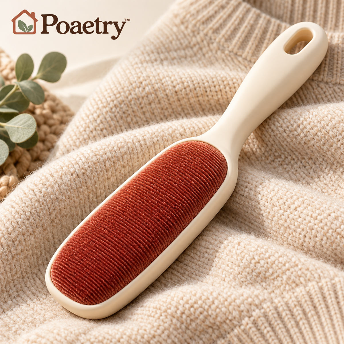 Poaetry™ Terracotta Lint & Pet Hair Brush with Ivory Handle