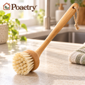 Poaetry™ Bamboo-Handle Round Dish Brush with Hanging Loop