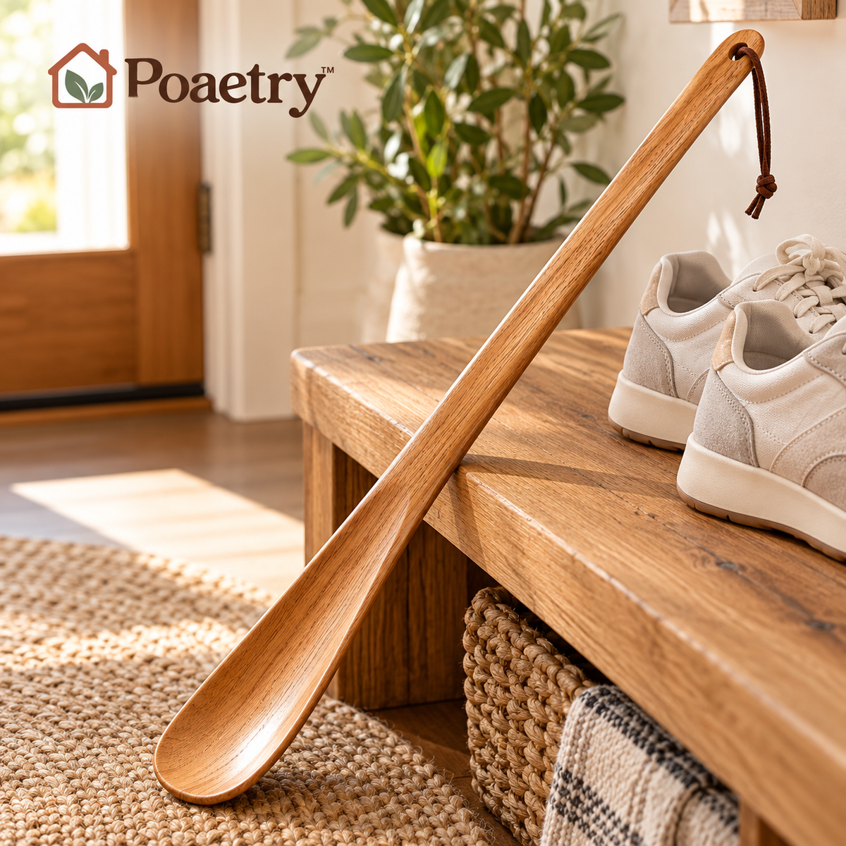 Poaetry™ Long-Handled Wooden Shoehorn