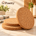 Poaetry™ Natural Cork Trivet Set — 3 Round Table Protectors