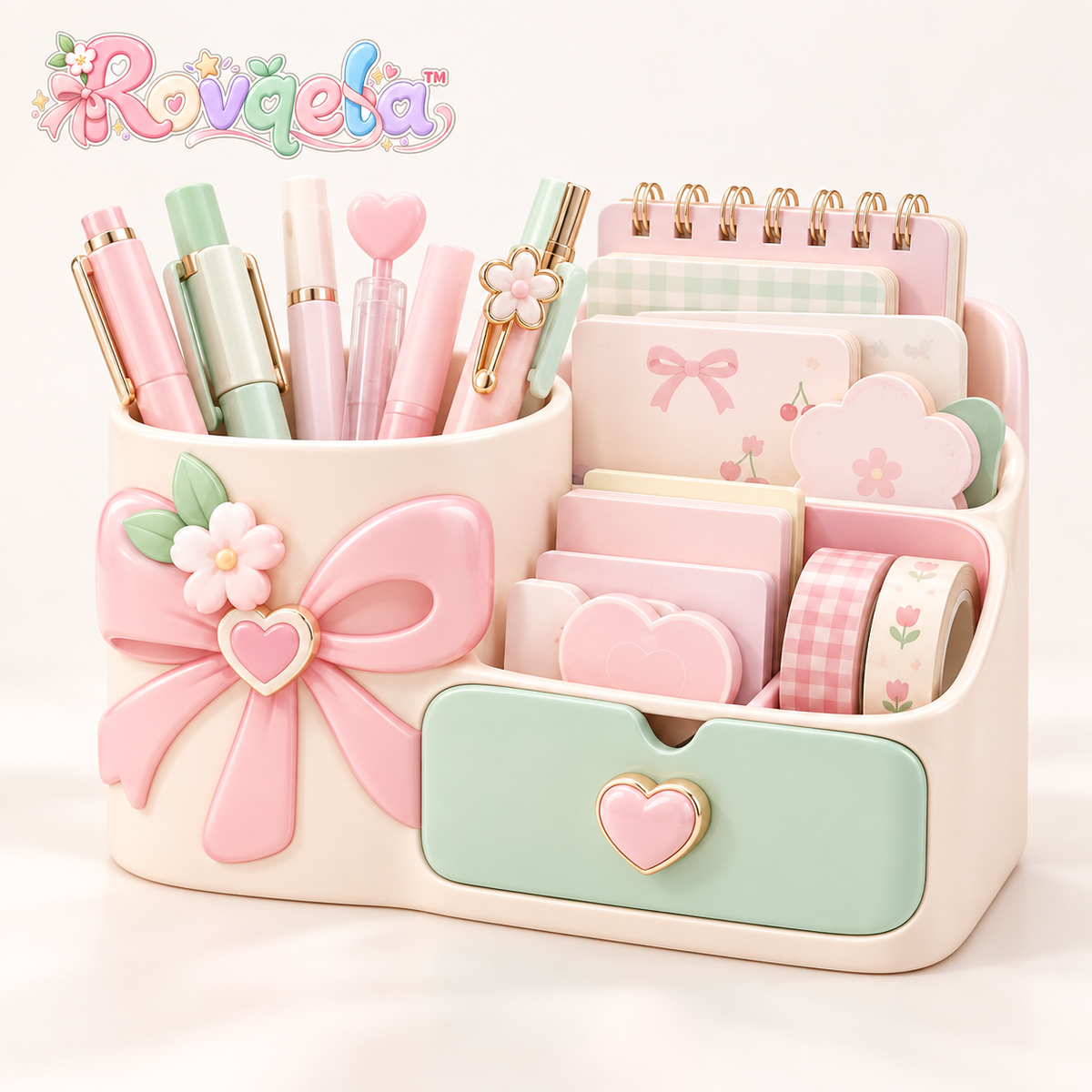 Rovqela™ Bow Multi-Compartment Desk Organizer