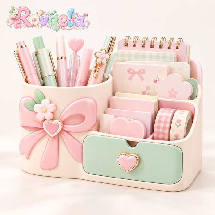 Rovqela™ Bow Multi-Compartment Desk Organizer