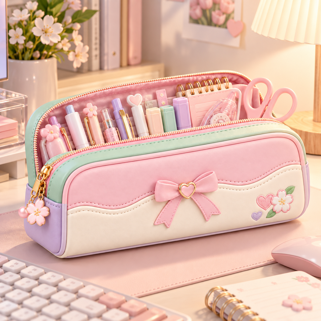 Rovqela™ Pastel Bow Pencil Case