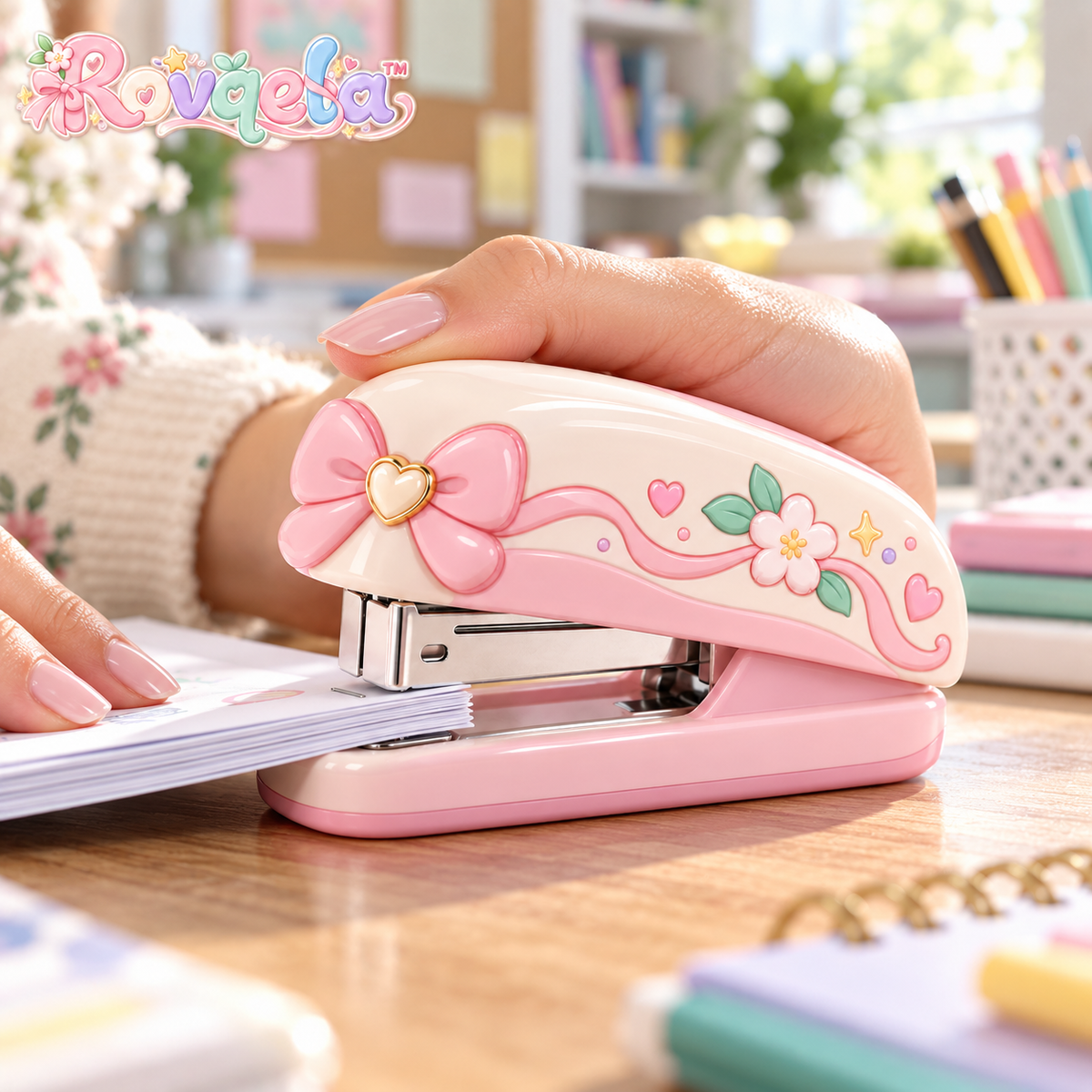 Rovqela™ Floral Bow Desktop Stapler