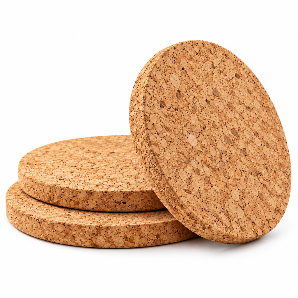 Poaetry™ Natural Cork Trivet Set — 3 Round Table Protectors