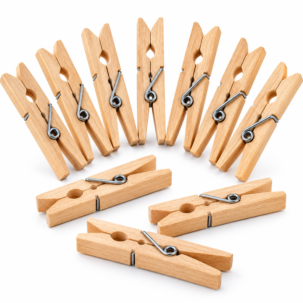 Poaetry™ Natural Wooden Clothespin Set for Line Drying