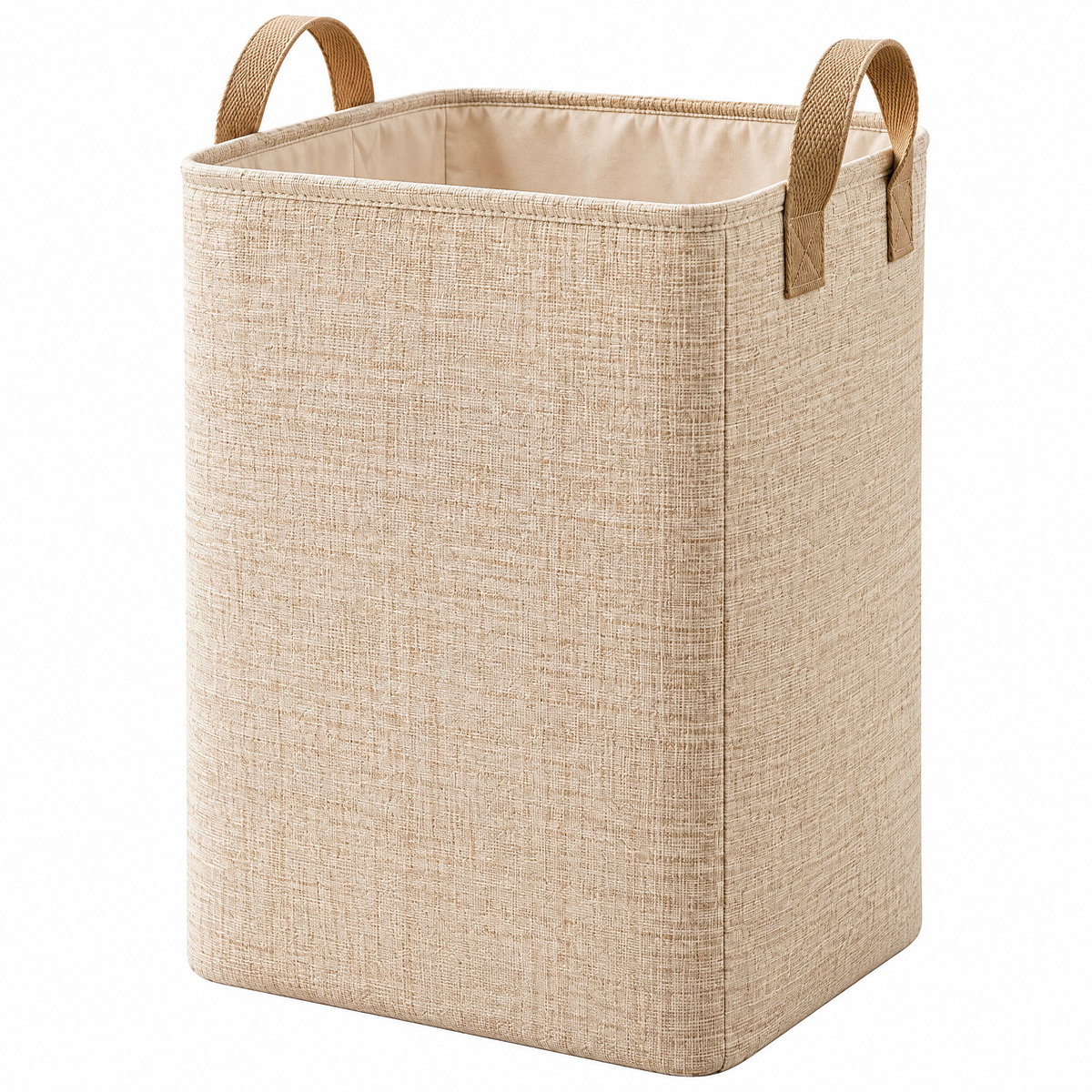 Poaetry™ Beige Fabric Laundry Hamper with Carry Handles