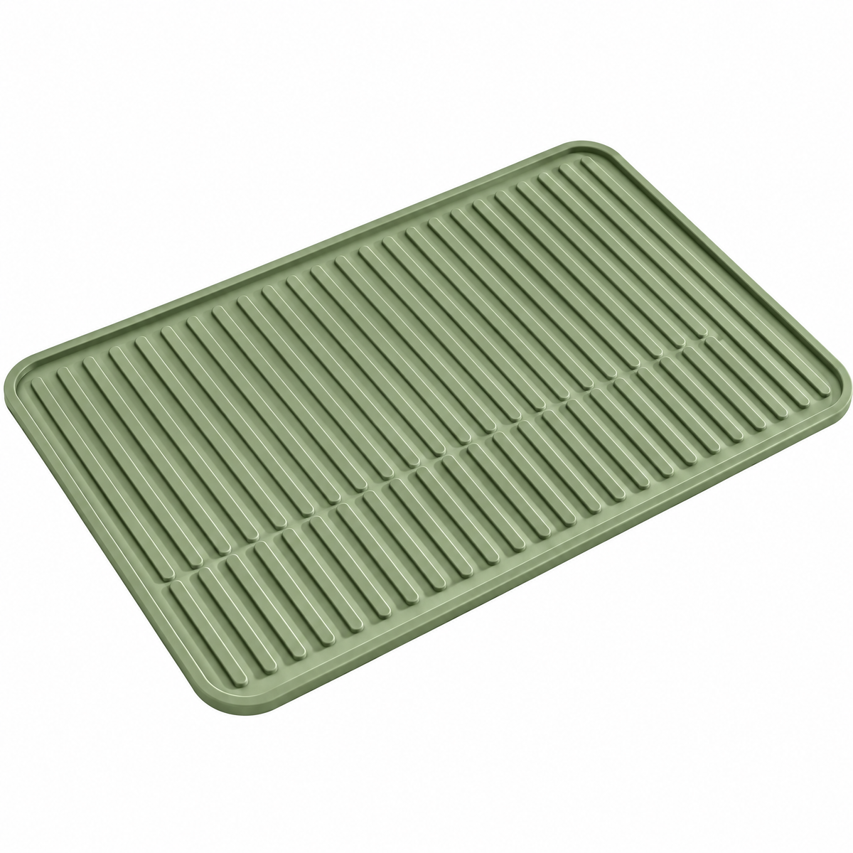 Poaetry™ Sage Green Ribbed Silicone Dish Drying Mat