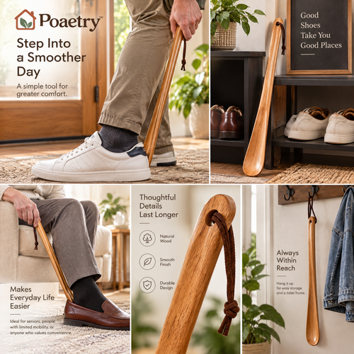 Poaetry™ Long-Handled Wooden Shoehorn