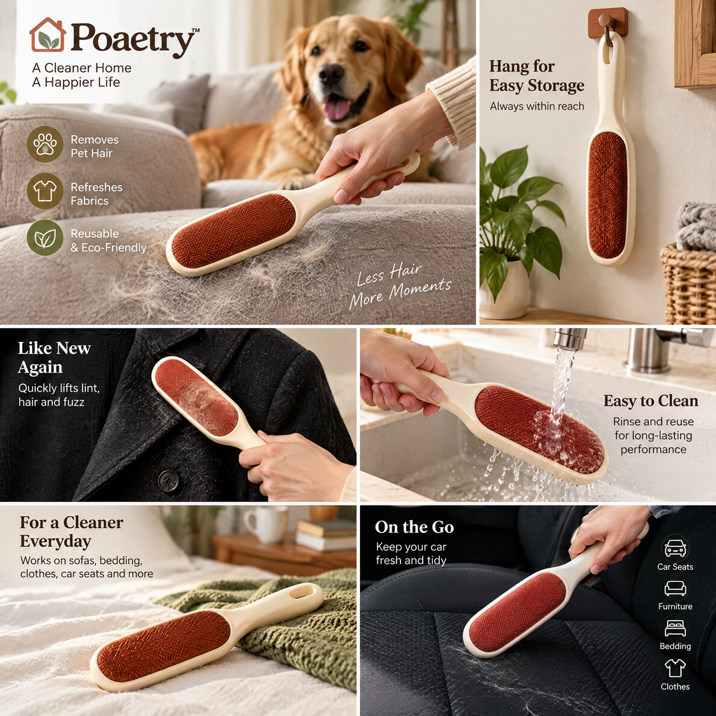 Poaetry™ Terracotta Lint & Pet Hair Brush with Ivory Handle